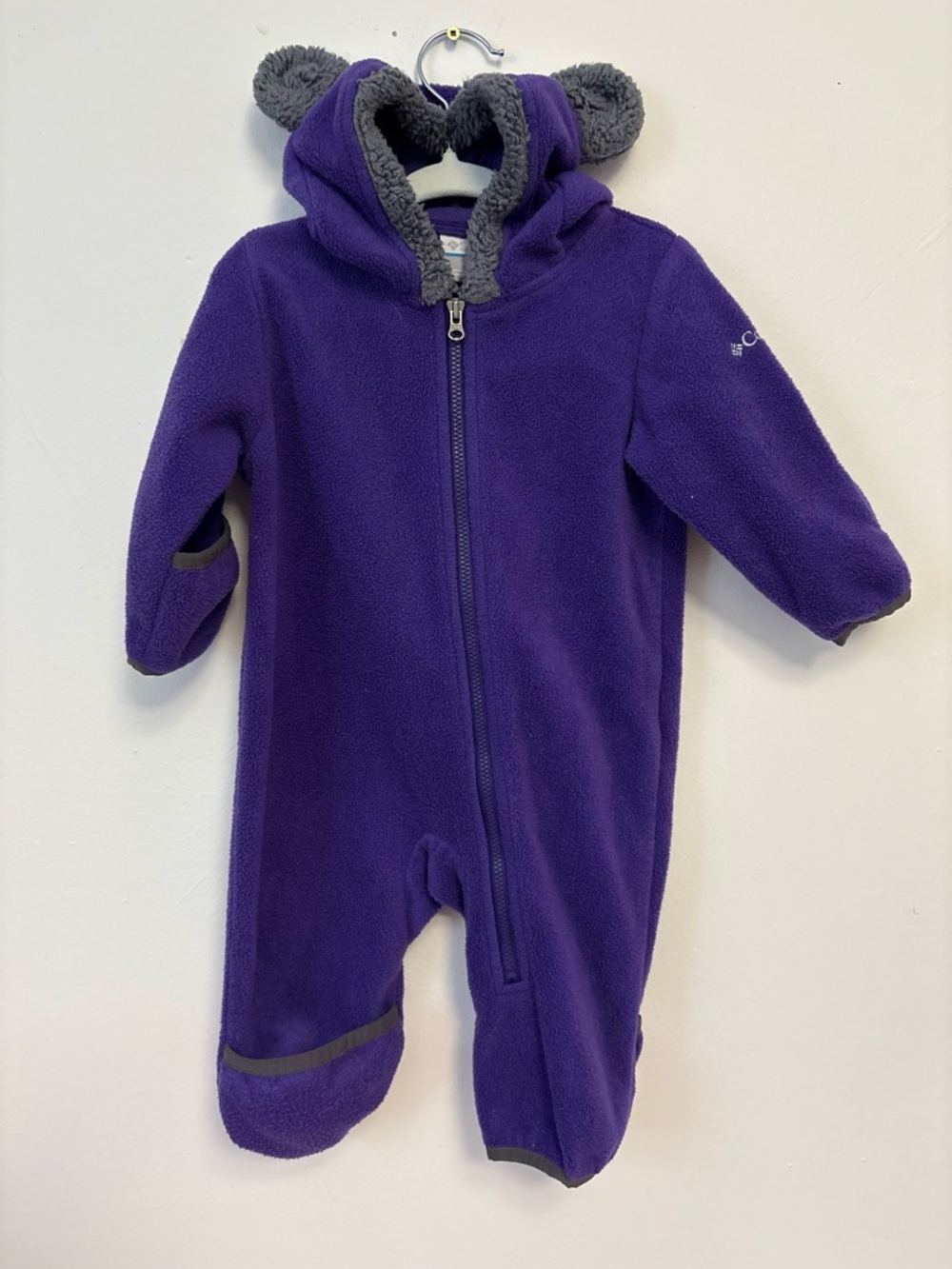 Cozy Purple Hooded Columbia Fleece One-Piece for Baby